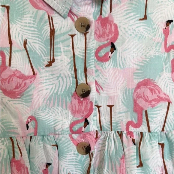 Ruffle Butts Pink and Green Sleeveless Sundress - Picture 2 of 5